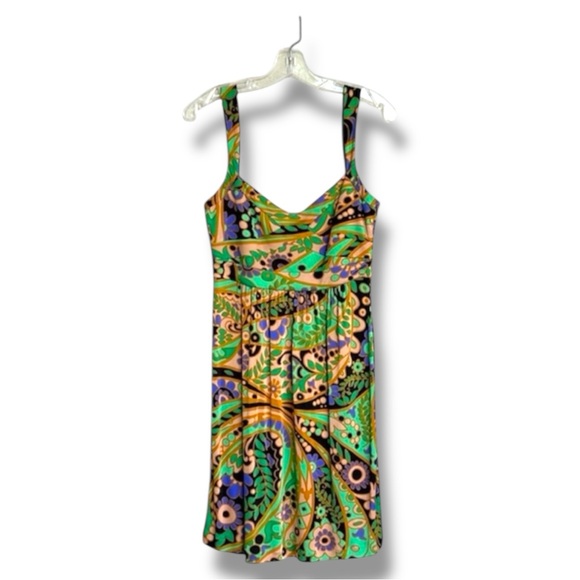 Tibi Floral/Paisley Silk Knit Sweetheart Neck  Mini Dress Size Small - Picture 3 of 16